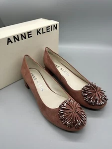 ANNE KLEIN Shoes Heels Size UK 8 Pale Pink SUEDE Happy NEW Womens Pair RRP £89 - Picture 1 of 15