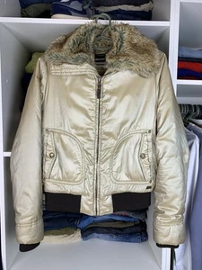 Y2K Miss Sixty Woman’s Fur Bomber Jacket Size L - Picture 1 of 24