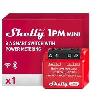 Shelly 13h mini gen3 | wlan & bluetooth smart relais schalter, 1 kanal 8a mit .. - Afbeelding 1 van 1