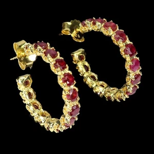 925 Sterling Silver Earrings Round Ruby 3mm Natural Gemstone Jewelry - Picture 1 of 13