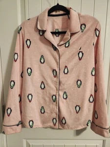 NUEVO Conjunto de pijama para mujer Nautica ropa de dormir sedoso elástico polar rosa pingüinos LX - Imagen 1 de 12