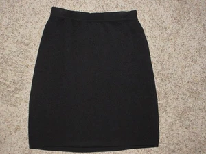 St John Basics Skirt Women 10 Black Santana Knit Straight Midi Pull On Stretch - Picture 1 of 3