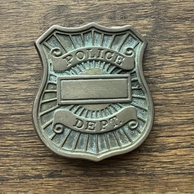 Hebilla de cinturón vintage Departamento de Policía 1978 BBB Baron Hebillas latón macizo #6073 Foto 1 de 4