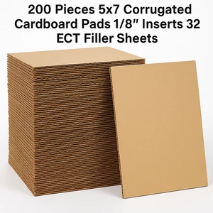 200 Pieces 5x7 Corrugated Cardboard Pads 1/8" Inserts 32 ECT Filler Sheets - Picture 1 of 5