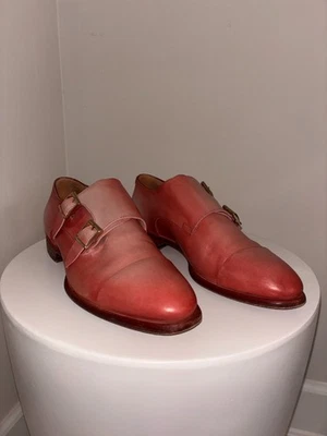 Zapatos de cuero Santoni para mujer con doble correa de monje - rojo coral, talla 39,5 Foto 1 de 4