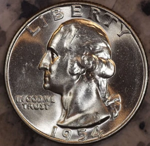 1954 S Washington Silver Quarter CHOICE BU LUSTER ! RB6908 - Picture 1 of 2