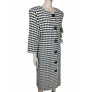 Vintage 80s Jackie Bernard MOD Monochrome Dress Coat Women's Size M/L - Picture 1 of 9