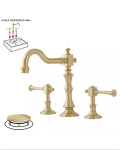 BWE 8 pulgadas Grifo de baño amplio de doble manija con 3 orificios ahorro de agua - Imagen 1 de 4