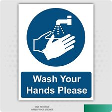Wash Your Hands Please Self-Adhesive Stickers Safety Signs Hygiene Business