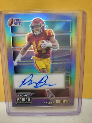 2024 Pro Set Metal Power Prismatic Silver Raleek Brown 13/15 Auto RC Rookie  - Image 1 of 2