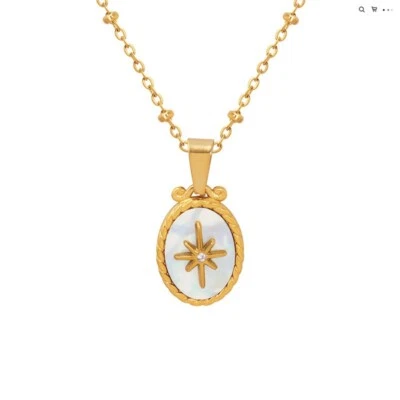 Halskette mit Anhänger Stern Perlmutt Edelstahl Kugelkette - Bild 1 von 3