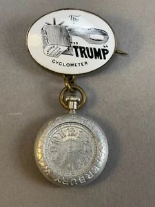 Rare Antique Pat'd 1896 The Trump Cyclometer & Bicycle Watch Pinback Pin Button - Picture 1 of 7