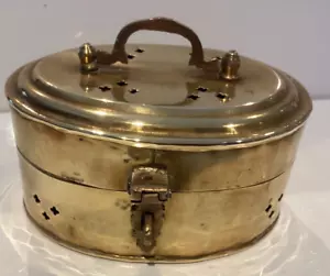 Vintage Brass Oval Pierced Cricket (insects) Box with Clasp # Z30 - Picture 1 of 7