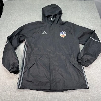 Chaqueta de Pista Adidas Para Hombre Grande Negra Cremallera Completa Malla Forrada Con Capucha Fútbol Foto 1 de 4