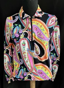 Gottex Lifestyle Paisley/Floral Long Sleeve Athletic-Casual Top - Size Small - Picture 1 of 2