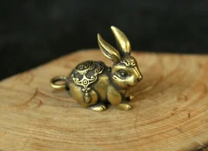 2.5 CM China Antique Brass Pendant Old Bronze Pendant animal rabbit amulet - Picture 1 of 5