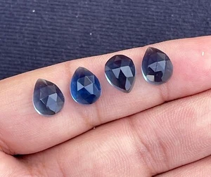 London Blue Quartz Rose Cut Pear Cabochon, Loose Gemstone 10.5x8 MM 2 Pieces 6Ct - Picture 1 of 2