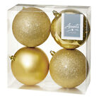 Christmas Tree Decoration - 4 Pack 100mm Baubles - Gold