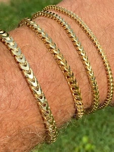 14k Vergoldet Echt Massiv 925 Sterlingsilber Franco Armband 2,5-5 mm HipHop - Bild 1 von 11