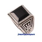 Natural Black Onyx Gemstone with 925 Sterling Silver Ring  for Men's #J939