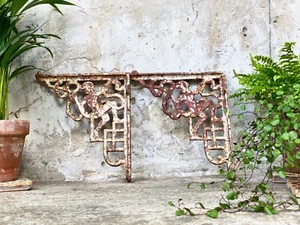 Pair of Antique Cherub Cast Iron Cistern Brackets - Large 11" tall - Picture 1 of 10