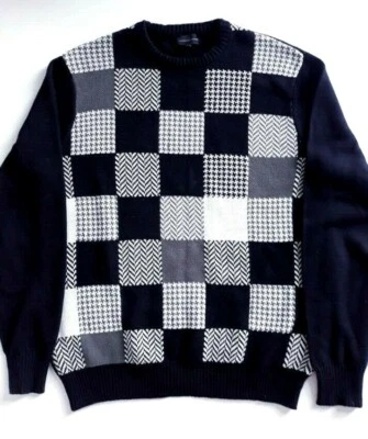 Suéter Pullover Geoffrey Beene Para Hombre 100% Algodón Tejido Talla LT Negro Blanco Gris  Foto 1 de 4