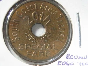 TOKEN DE TRÁNSITO CALIFERIA ÁREA DE LA COSTA SUR TARIFA ESPECIAL AIRE ACONDICIONADO #955-F - Imagen 1 de 4