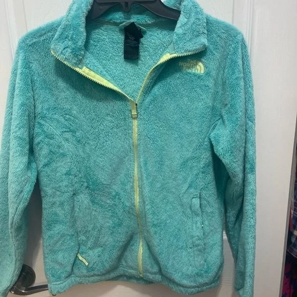 The North Face Kids Jacket in Aqua and Yellow with small bad spot on back of coa - Image 1 of 4