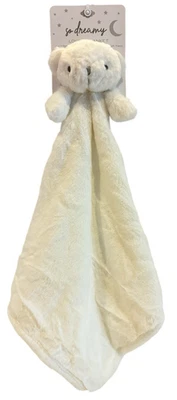 Nuevo So Dreamy Super Suave Peluche Blanco Oso de Peluche Manta de Seguridad Bebé Lovey Foto 1 de 2