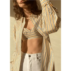 Favorite Daughter Ex-Boyfriend Striped Oversized Button Down Shirt Size XS - Picture 1 of 14