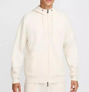 New Nike Fleece Dri-FIT UV Full-Zip Performance Ivory Hoodie FZ0967-110 Men’s L - Picture 1 of 11