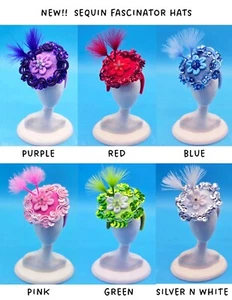 HATS FIT BARBIE & FASHION DOLL HANDMADE DESIGNER SEQUINED FASCINATOR HATS NEW! - Picture 1 of 13