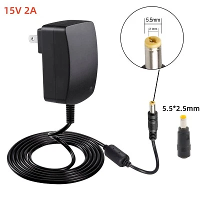 Cargador Adaptador CA/CC de 15V 2A para Altavoz Bluetooth Recibe 5.5*2.1mm+5.5*2.5mm  Foto 1 de 4