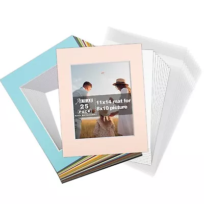 25 Pack Pre-Cut Picture Mats for Photos/Prints Backingboard + Clear Bag - Image 1 of 4