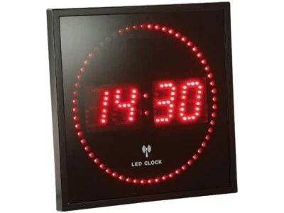 Horloge digitale murale radiopilotée à LED rouges ou bleues - Photo 1/3