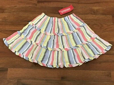 Nueva Falda Columpio Gymboree Glamour Safari Rayas en Niveles Cintura Elástica Talla 5 5T Foto 1 de 4