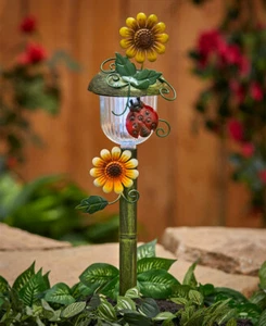 Decorative Lighted Solar Lawn Stakes with Floral Spring Accents - Ladybag - Picture 1 of 5