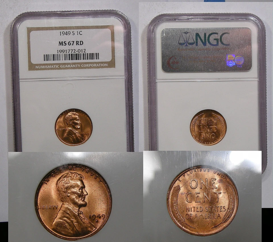1949-S LINCOLN NGC MS67 RD SUPERGRADE! INV#334-B10 - Image 1 of 1