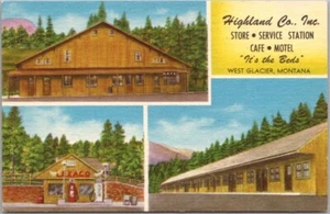 WEST GLACIER Montana Postal HIGHLAND MOTEL Store y Gasolinera Texaco/Lino - Imagen 1 de 2