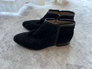 Italeau Scarpe Donna 36,5 Stivaletti Nero Scamosciato Zip Laterale 6 Stivaletti Vero Cuoio B7 - Foto 1 di 5