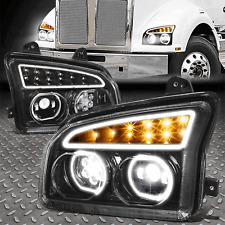 FOR 19-24 KENWORTH T880 HALO DRL SEQUENTIAL SIGNAL FULL LED PROJECTOR HEADLIGHTS