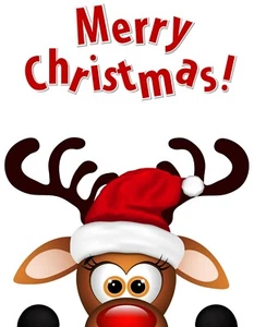 Merry Christmas Reindeer Iron On Transfer-T-Shirt + Light & Dark Fabrics #10 - Picture 1 of 4