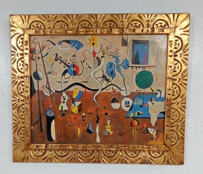 GREAT JOAN MIRO OIL ON CANVAS DATED 1960 WITH FRAME IN GOLDEN LEAF NICE GOOD C. - Image 1 of 4