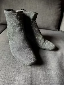Urban Outfitters Charcoal Grey Glitter Effect Textile Ankle Boots Uk 6 Eu 39 VGC - Picture 1 of 5