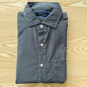 Camisa Polo Ralph Lauren Para Hombres Mediana Cuadros Negra 24" Pit-to-Pit Diseñador Abotonada - Imagen 1 de 10