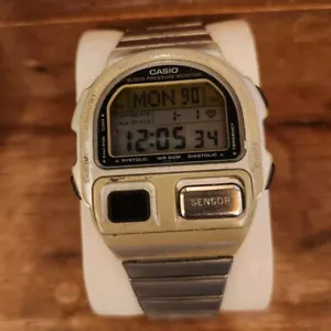 RARO OROLOGIO VINTAGE CASIO PRESSIONE SANGUIGNA BP-100 ARGENTO - Foto 1 di 15