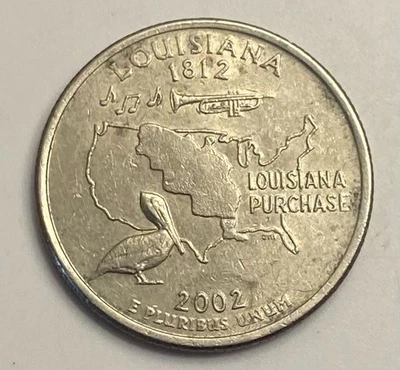 2002"P" Louisiana Quarter**High Grade**Clear Struck Through Error**(Rare) - Image 1 of 2