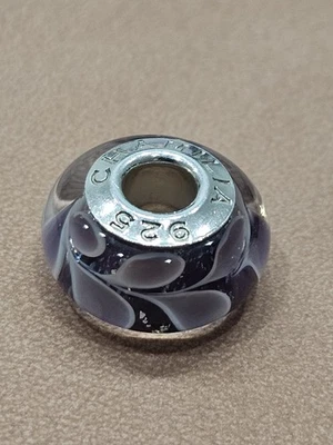 Cham Chamilia Esterlina Dije 4 Brazaletes Cuentas de Cristal de Murano Púrpura Remolino 925 Joya Foto 1 de 4