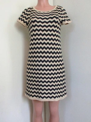 LILLY PULITZER SANTANA AZUL MARINHO, BEGE LISTRADO MANGA CURTA P.O. VESTIDO BAINHA, L - Imagem 1 de 4