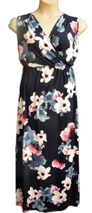 VESTIDO LARGO SIN MANGAS ESTAMPADO FLORAL DELANTERO ENVOLVENTE, TUYO, UK 26/28, LD483 - Imagen 1 de 3